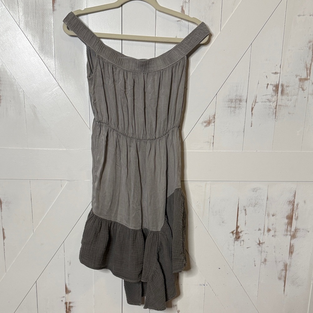 Anthropologie Amadi Asymmetrical Off Shoulder Gray Dress